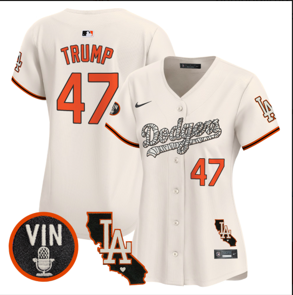 Women Los Angeles Dodgers #47 Trump 2025 cream Limited Stitched Jersey->women mlb jersey->Women Jersey